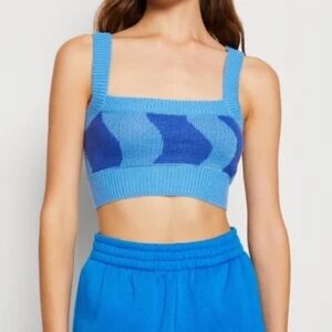 NWT Noisy May, size Small,  Cosmic Square Neck Sweater Tank In Azure Blue